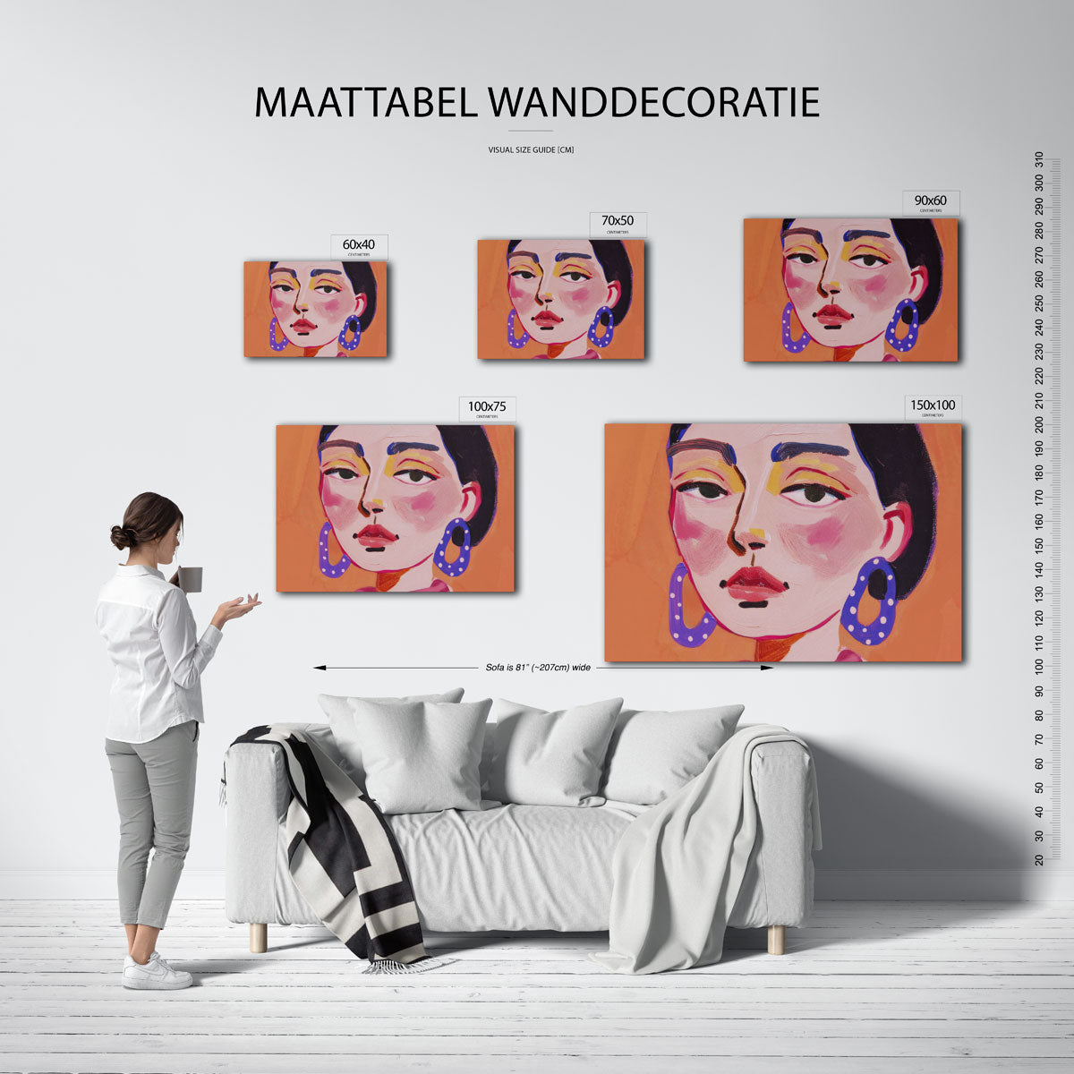 Portret – Portret – moderne liggende wanddecoratie