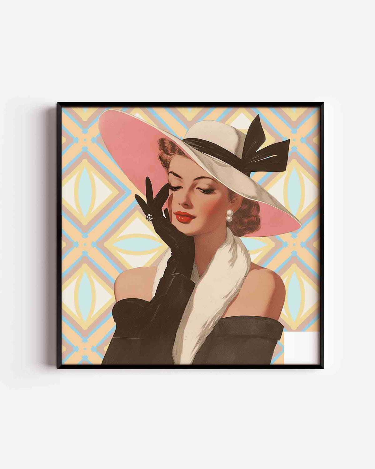 Dame met hoed – Pop Art vierkante poster als wanddecoratie