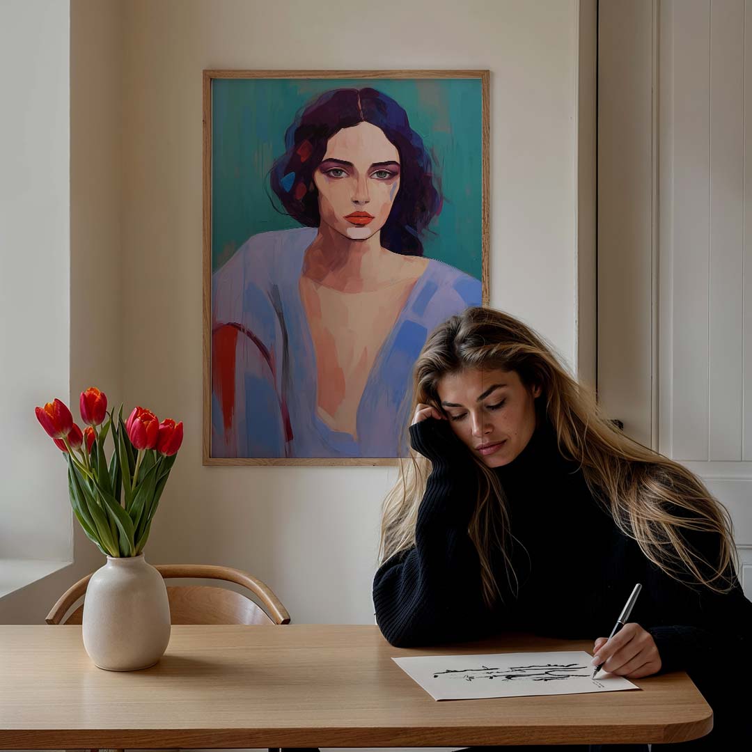 Moderne Vrouwelijke Portretposter – staande vrouwelijke wanddecoratie van WallArtistic