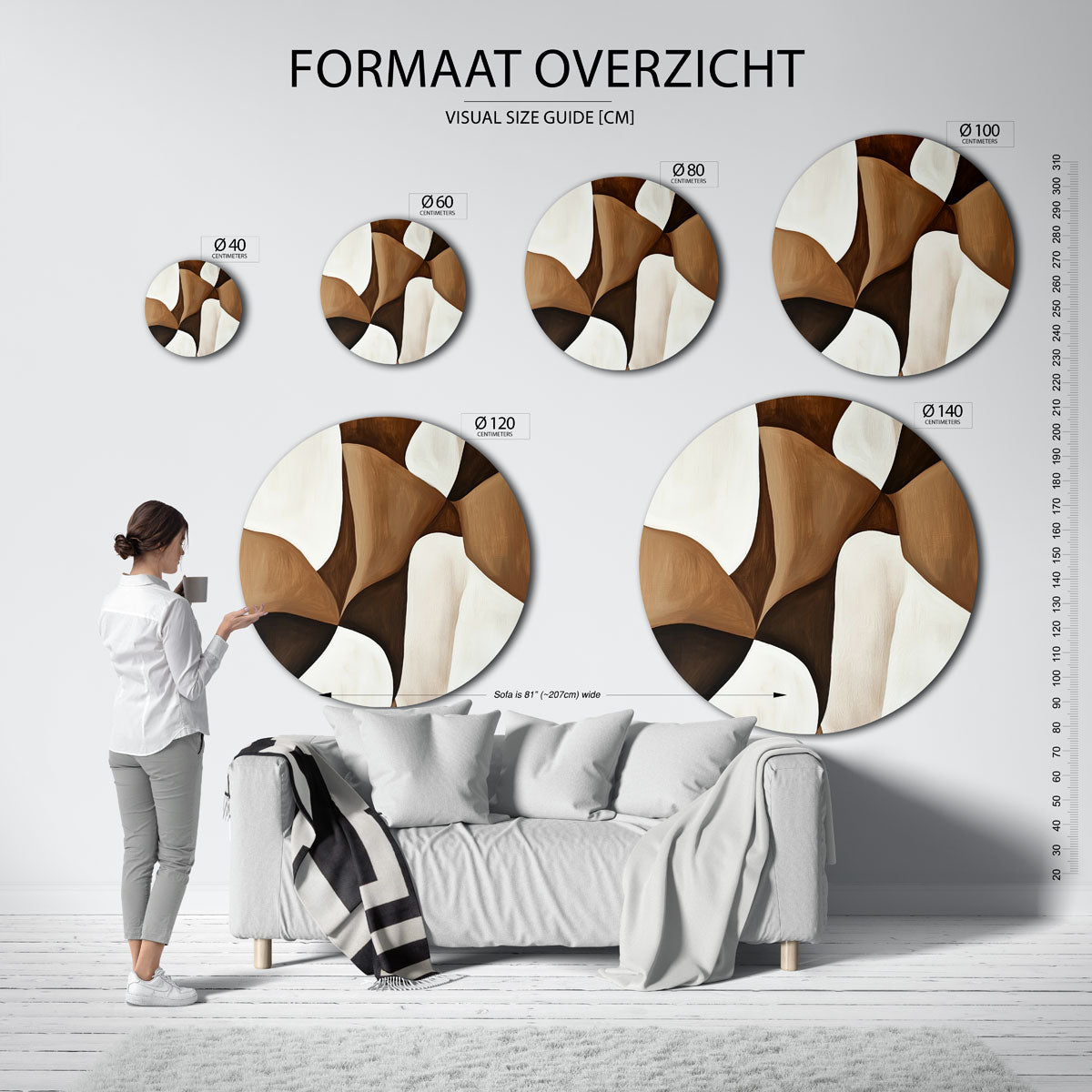 Abstracte vormen – moderne ronde muurdecoratie met abstracte vormen