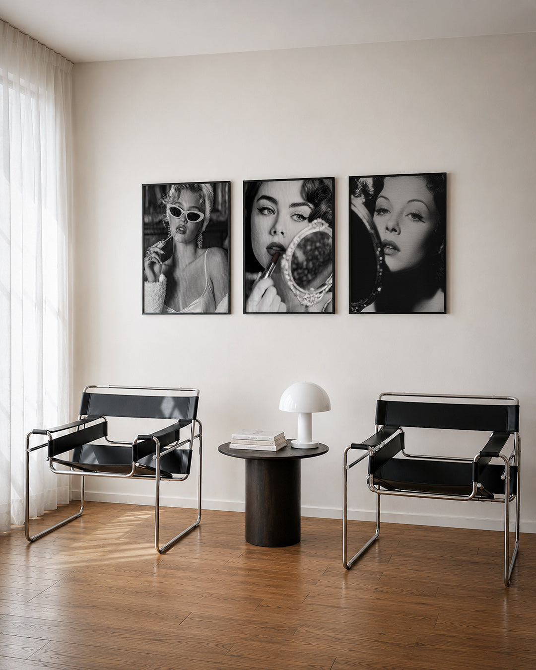 Abstract driedelige posterset – een abstracte posterset met donkere tinten en een rustige