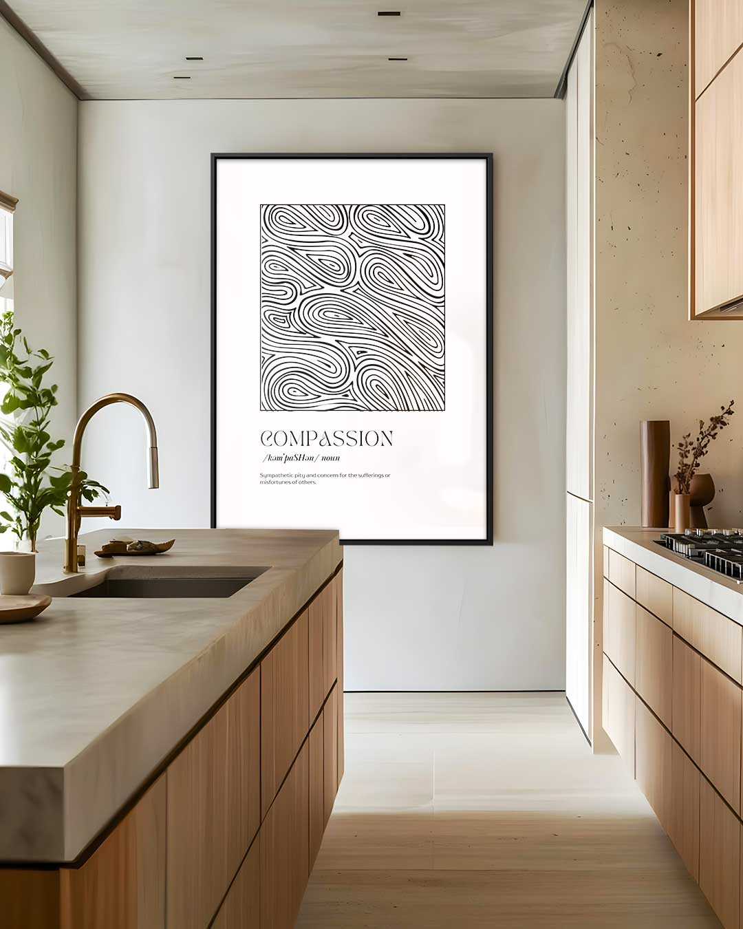 Abstracte Golfpatronen in Zwart en Wit – modern portret kunstwerk van WallArtistic