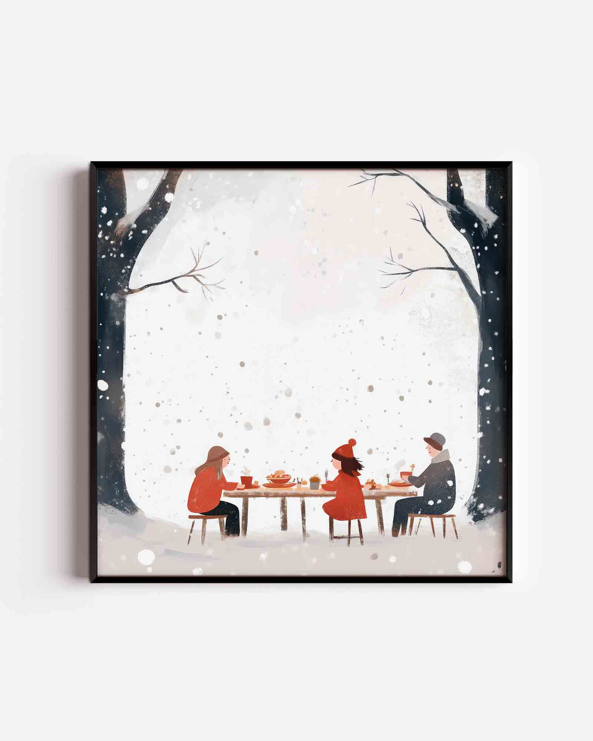 Winterse maaltijd – vierkante kinderposter als wanddecoratie