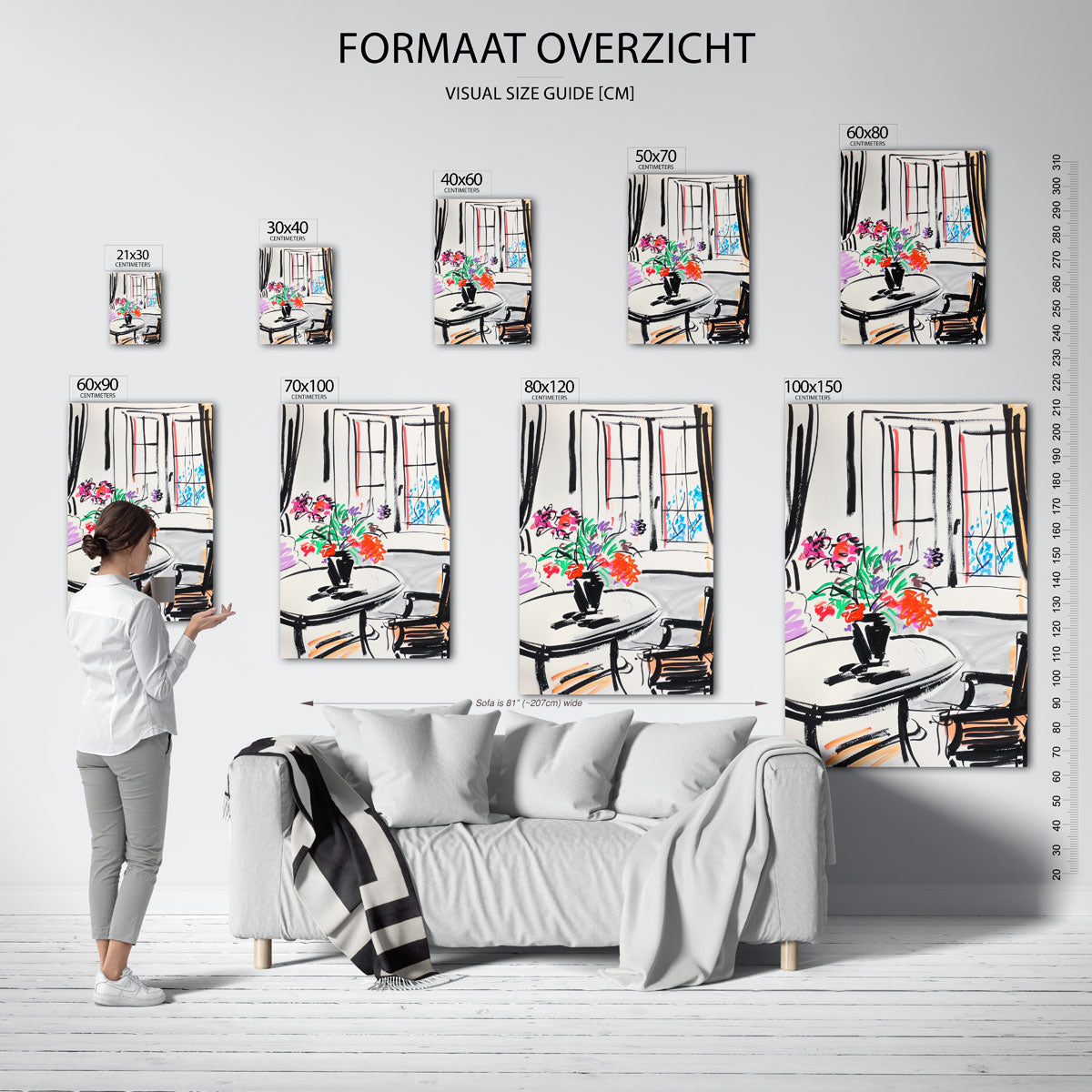 Bloemen op tafel – staande muurposter voor keuken of eethoek