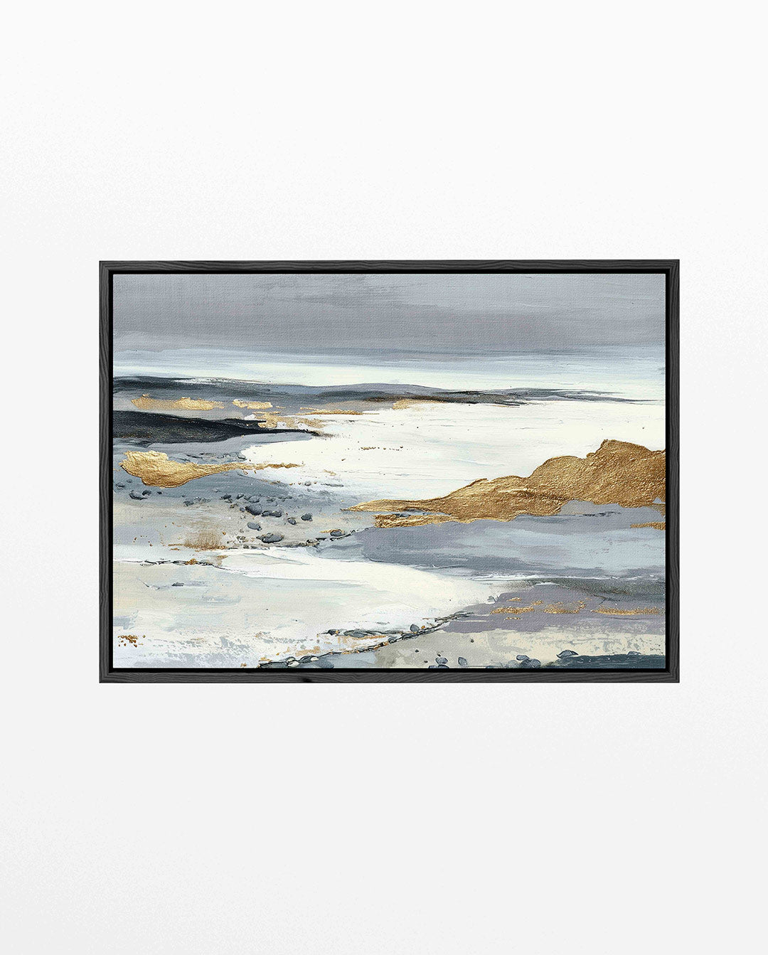 Landschap in goud en grijs – Serene – liggend abstract kunstwerk