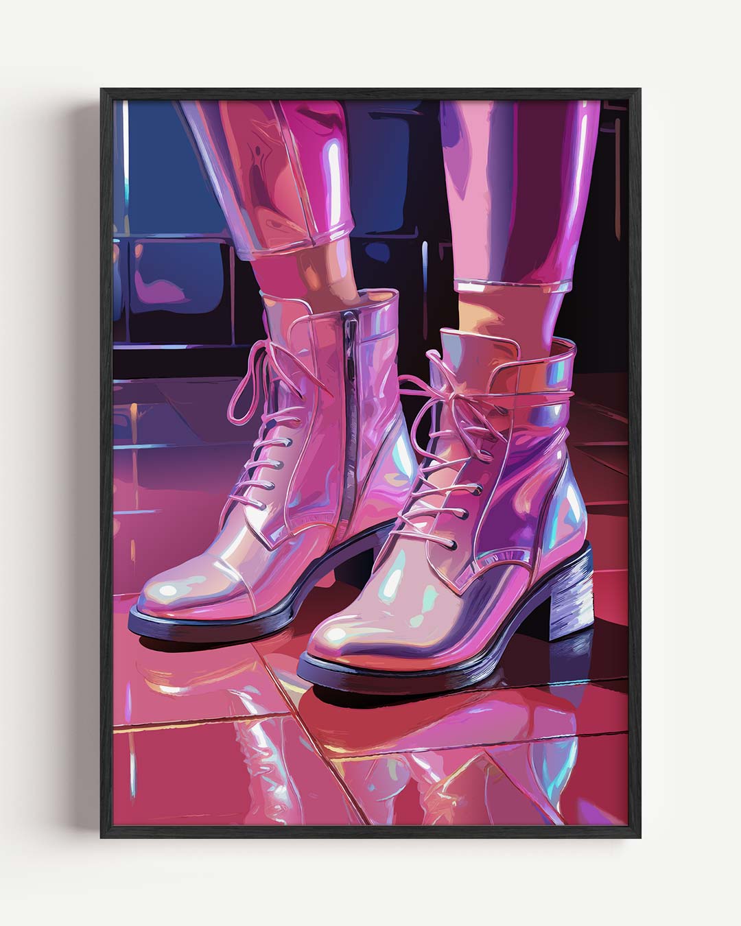 Trendy Roze Enkellaarzen – zomer portret poster als wanddecoratie