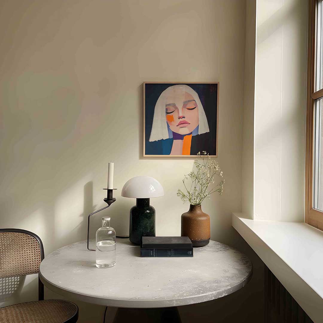 Vrouwelijk gezicht – moderne wandkunst als vierkante poster