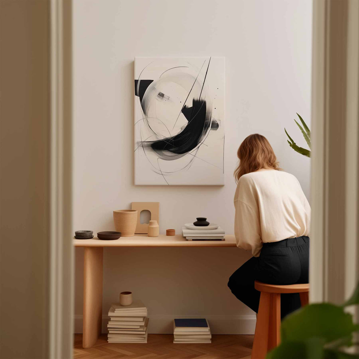 Dans van Zwart en Wit – modern portret kunstwerk van WallArtistic