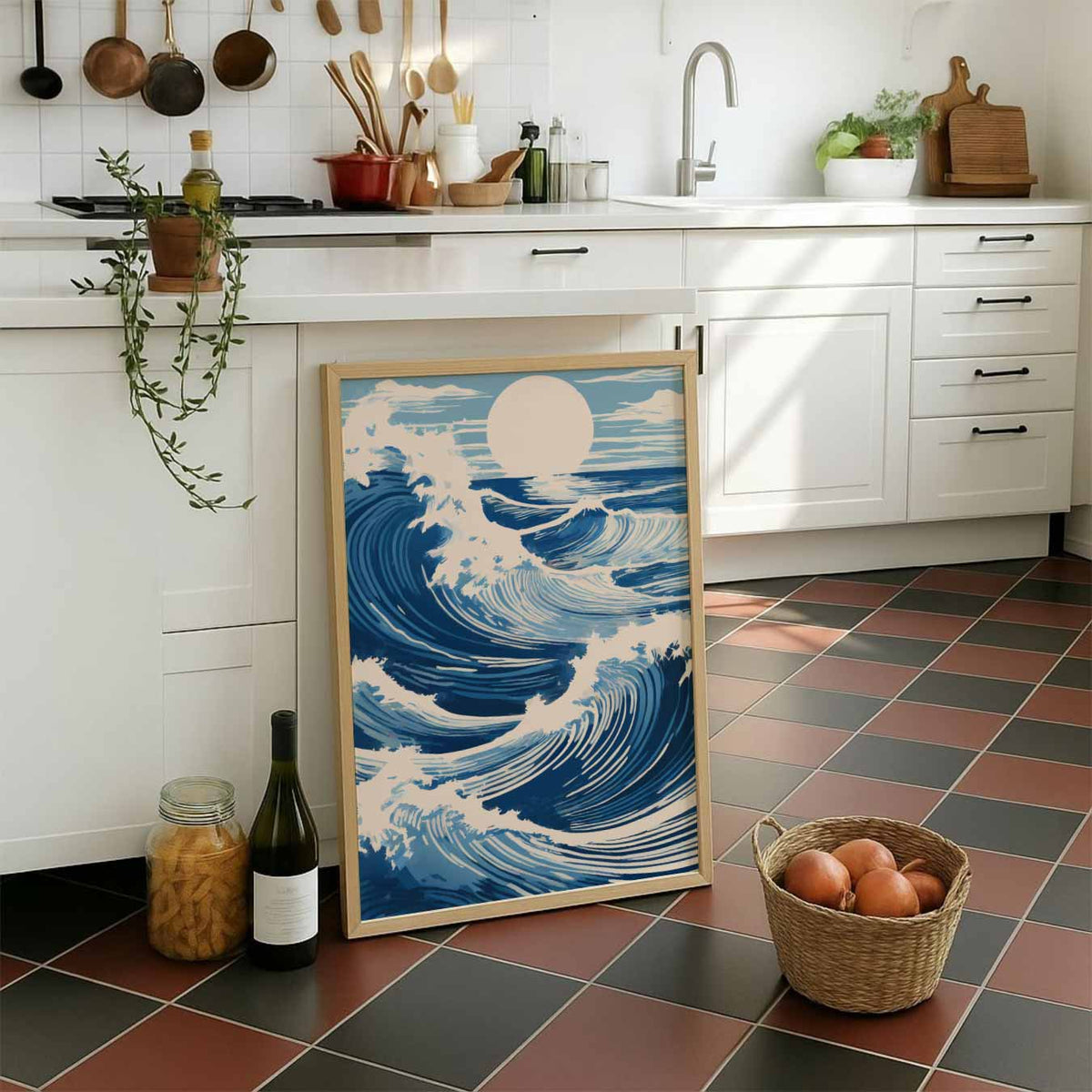 Kunstzinnige Oceaangolven – staande muurposter met zomerse uitstraling