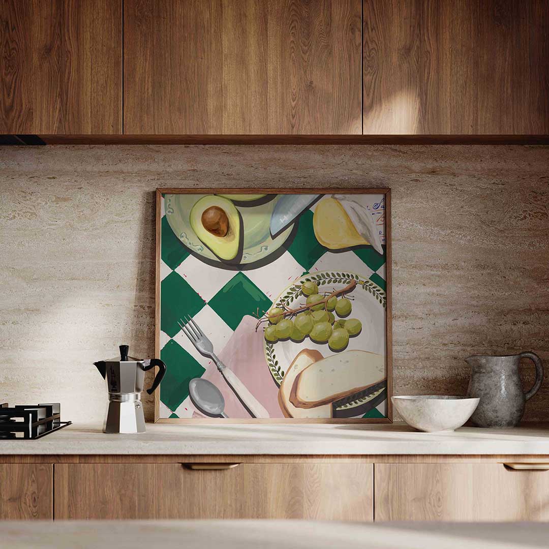 Ontbijt tafel – culinaire wandkunst als vierkante poster