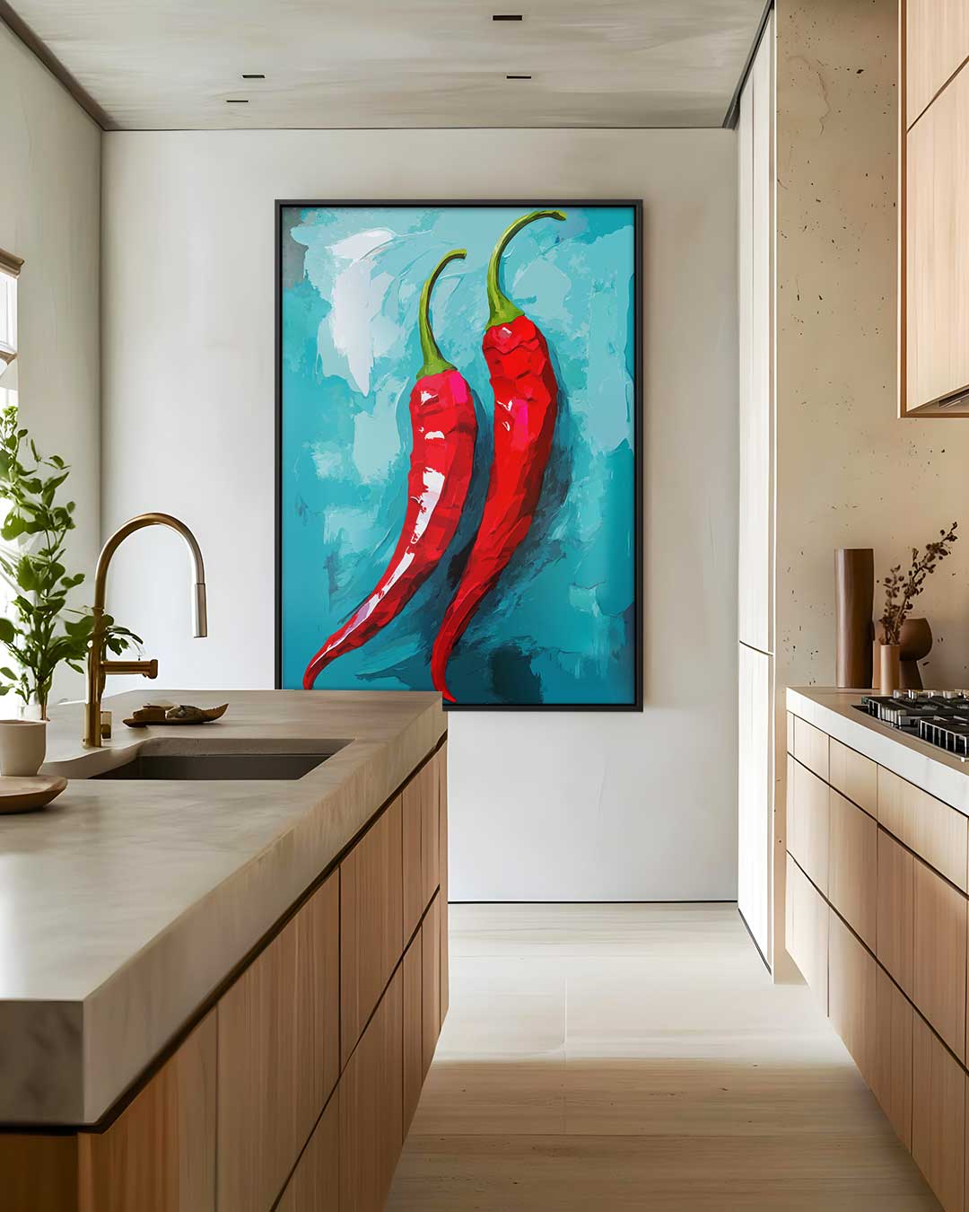 Pittige Peper Duo – staand kunstwerk voor modern interieur