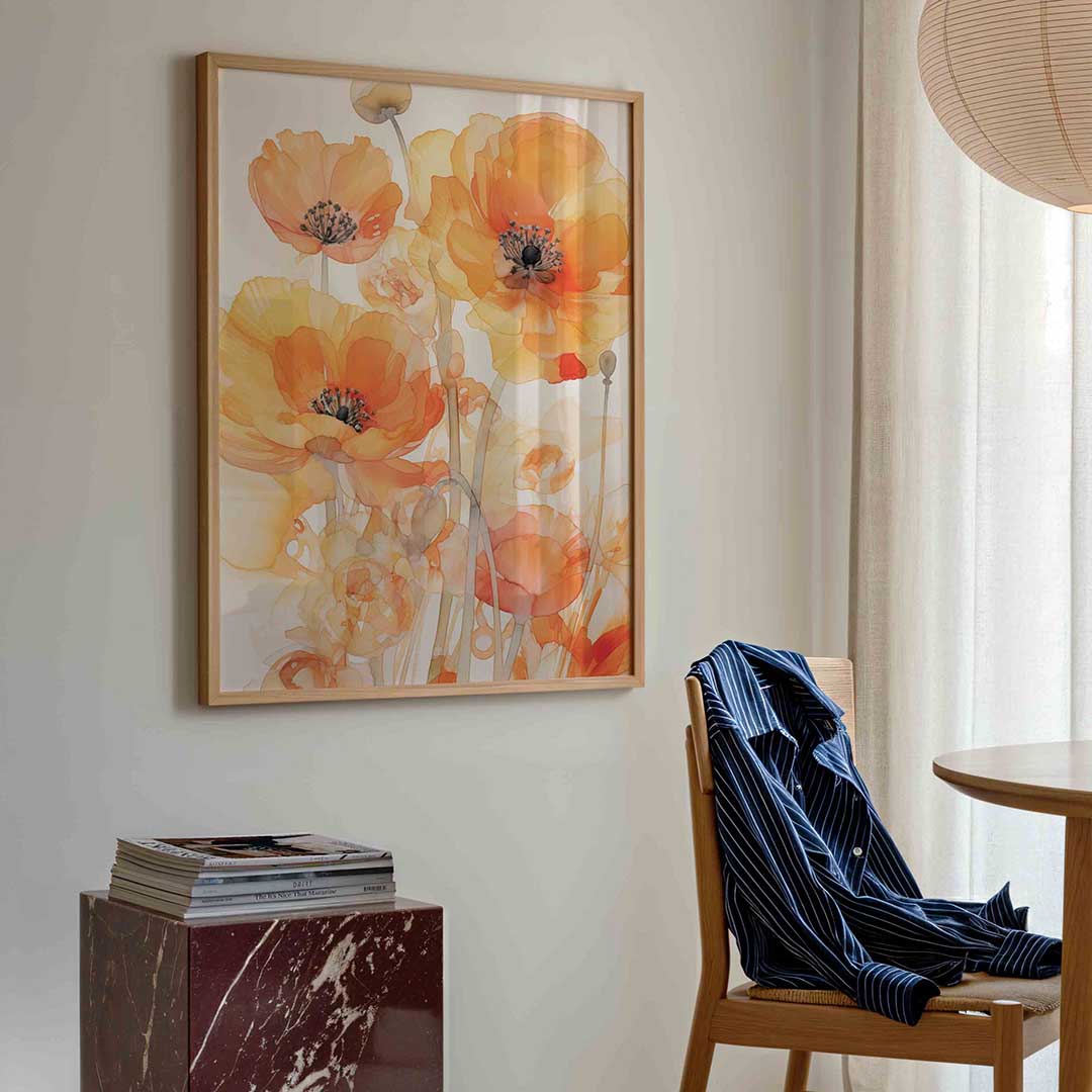 Oranje bloemen – bloemen poster in staand formaat