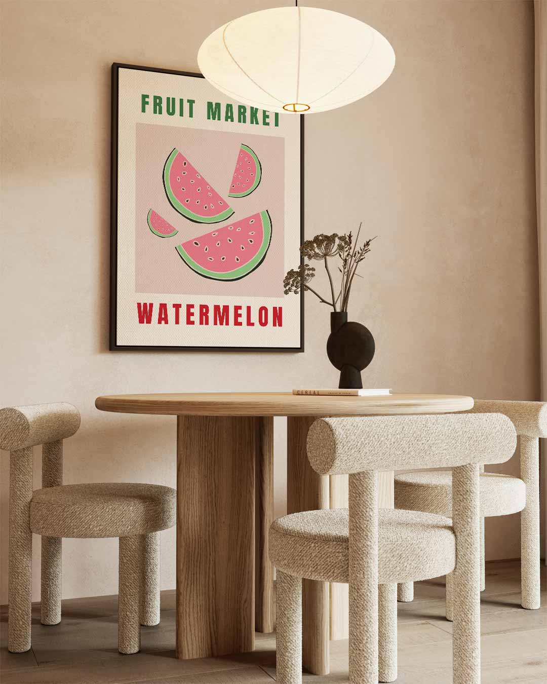 Zomerse Watermeloen Illustratie – canvas wanddecoratie in portret formaat