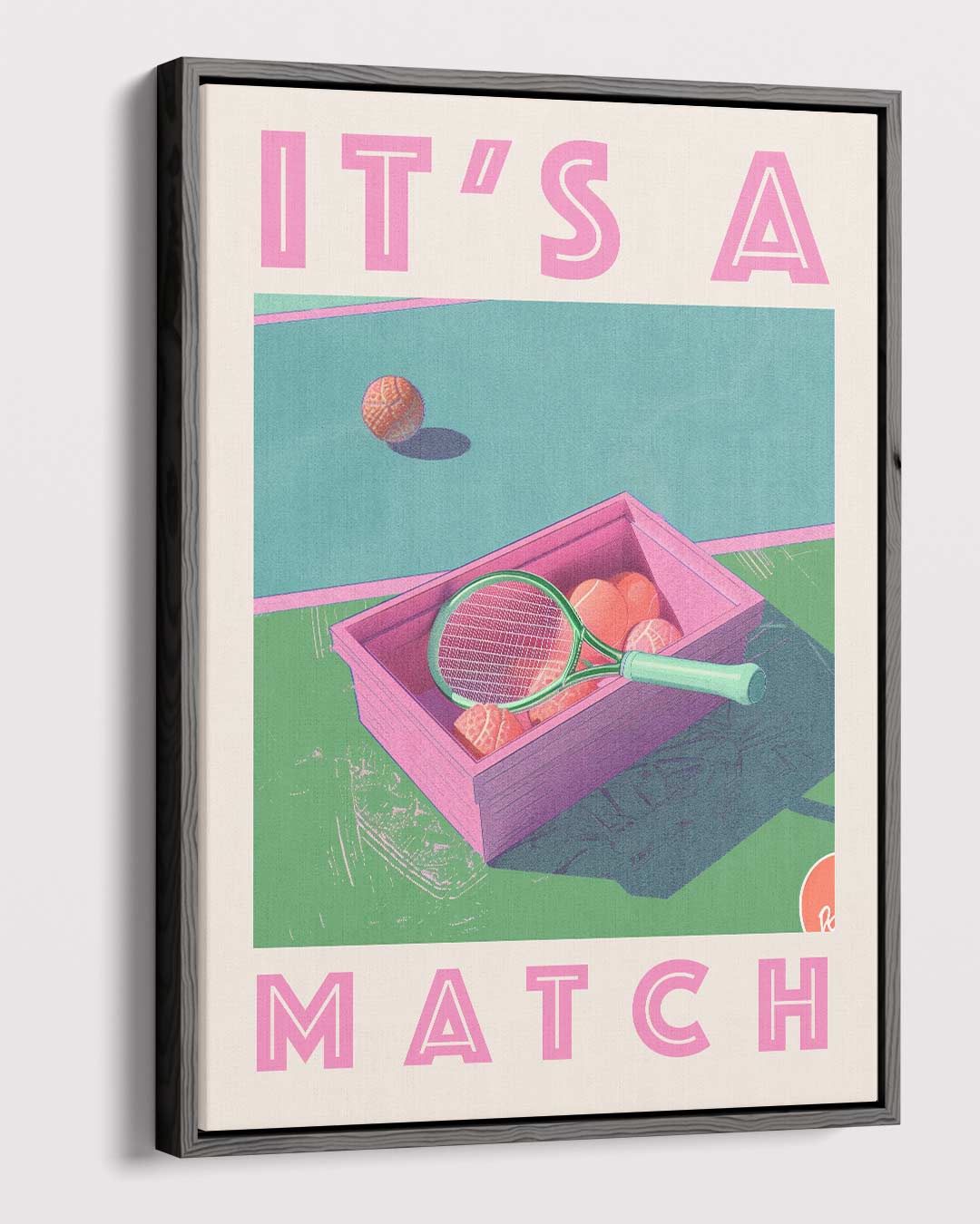 It's a Match - Retro Tennis – canvas wanddecoratie in portret formaat