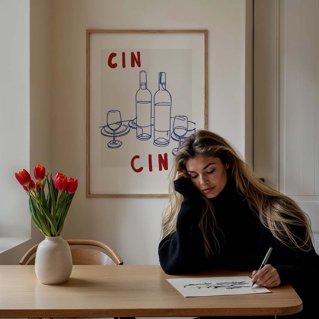 Cin Cin Wijnposter – culinaire wandkunst als portret poster