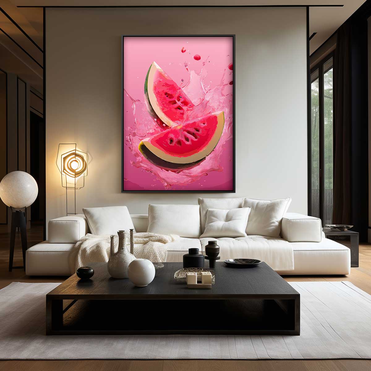 Spetterende Watermeloen – staand kunstwerk voor modern interieur