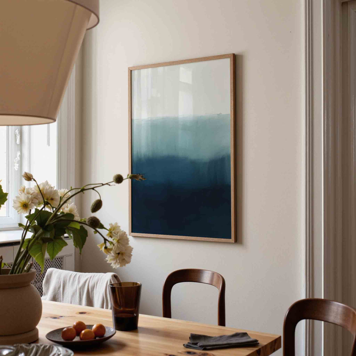Blauwe horizon – kunst en design poster in portret formaat