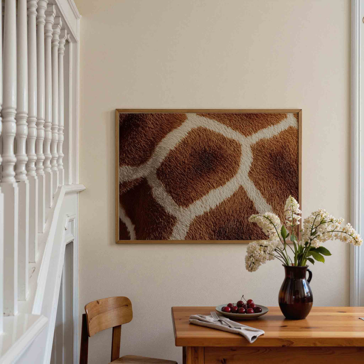 Giraffe patroon – tropische poster in liggend formaat