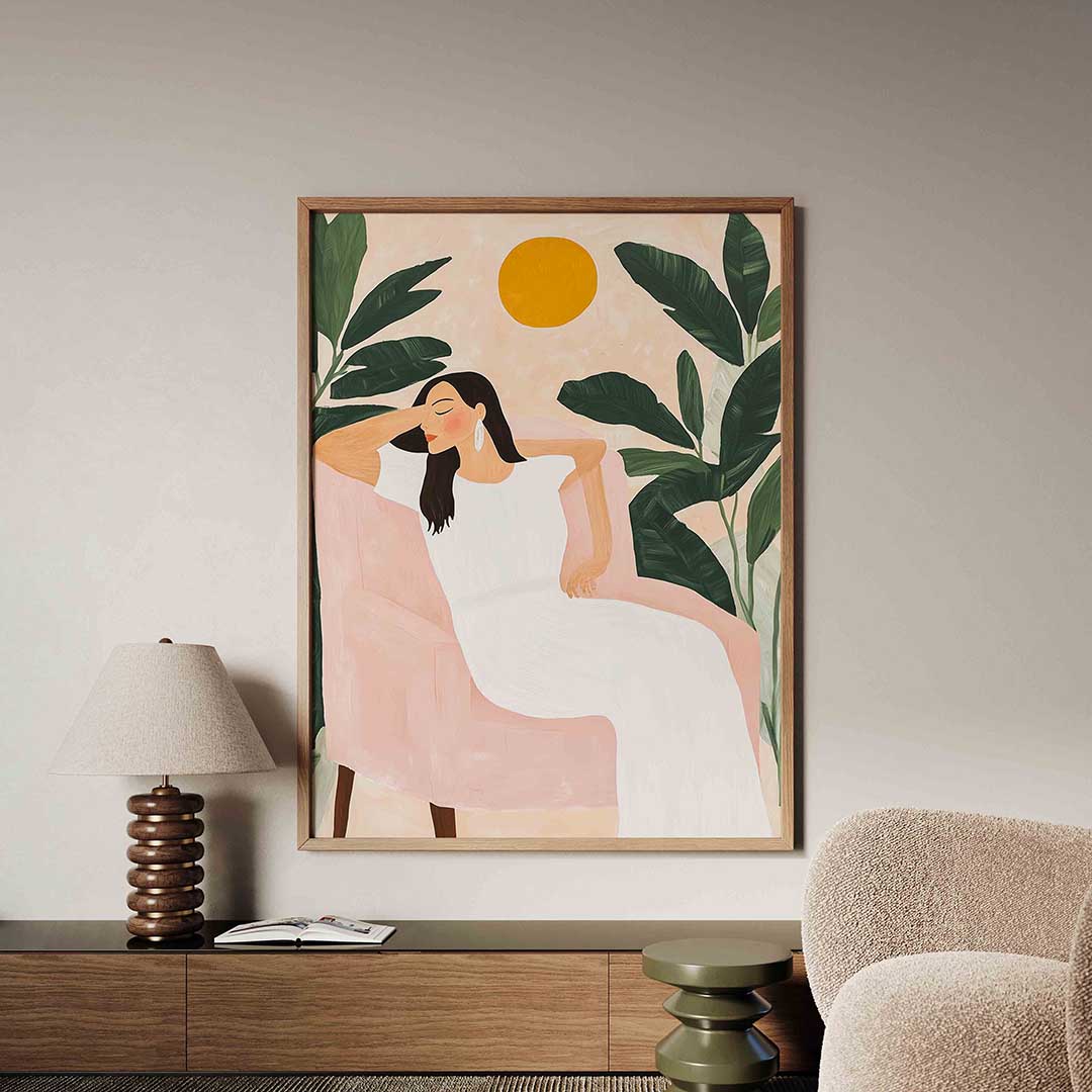 Vrouw in stoel – tropische jungle poster in staand formaat