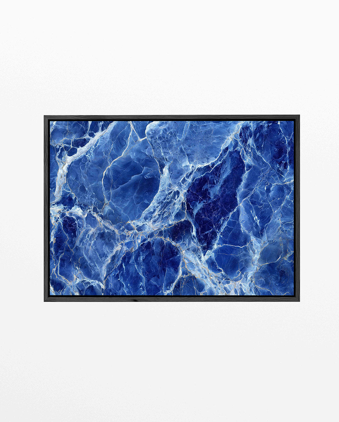 Blauwe marmerstructuur – liggend abstract kunstwerk