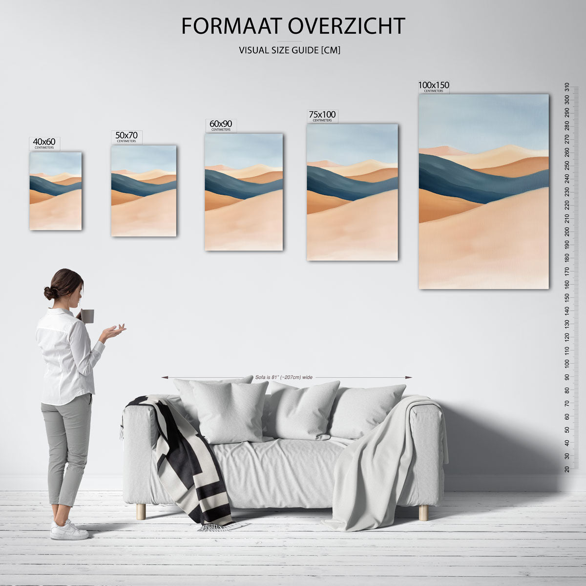 Zachte landschap golven – staand wanddecoratie kunstwerk