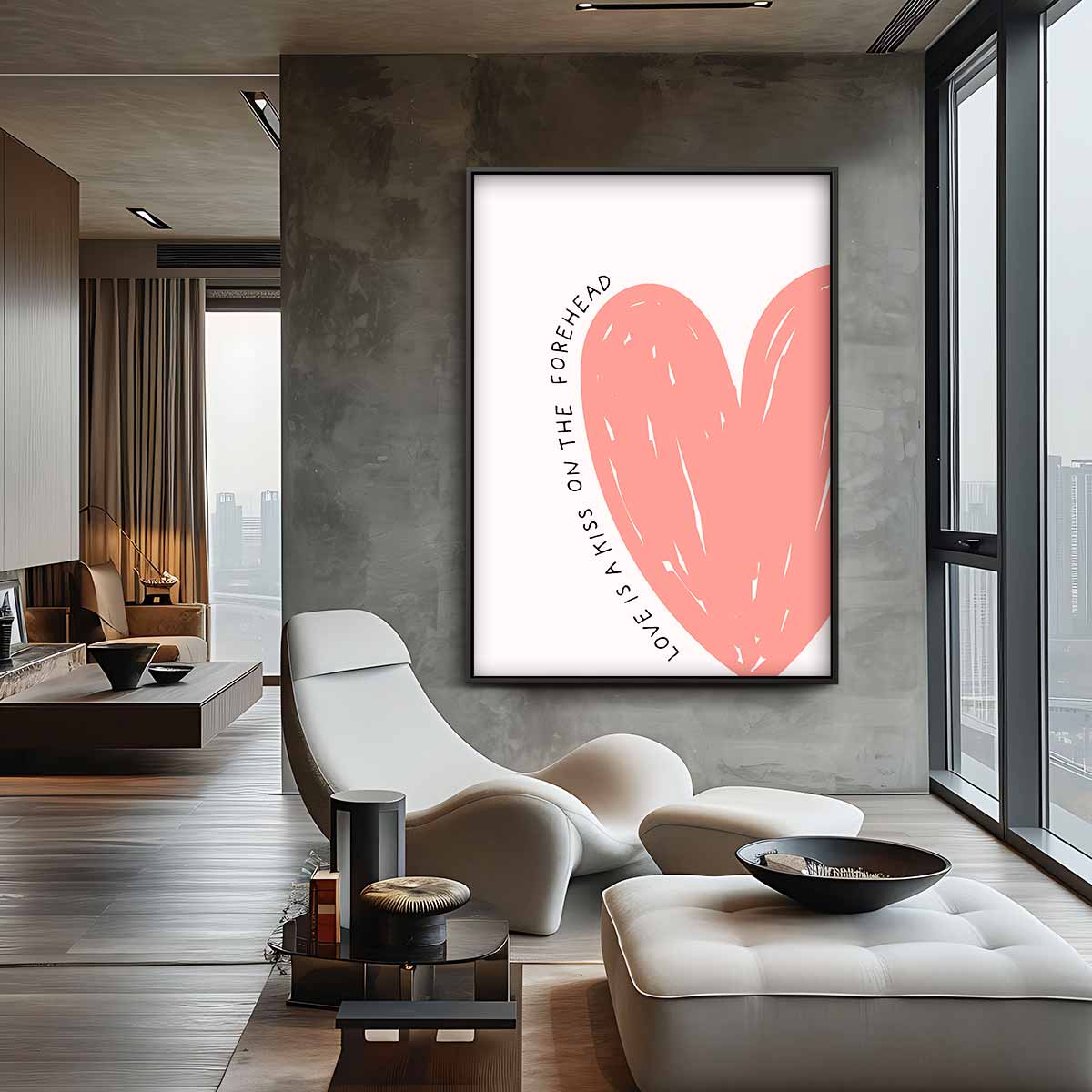 Voorhoofd Kus Liefde Kunst – staande wandkunst voor woonkamer of interieur