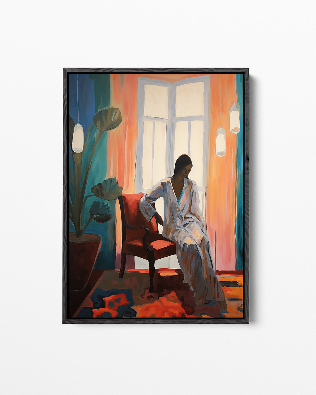 Vrouw in interieur – staand wanddecoratie kunstwerk