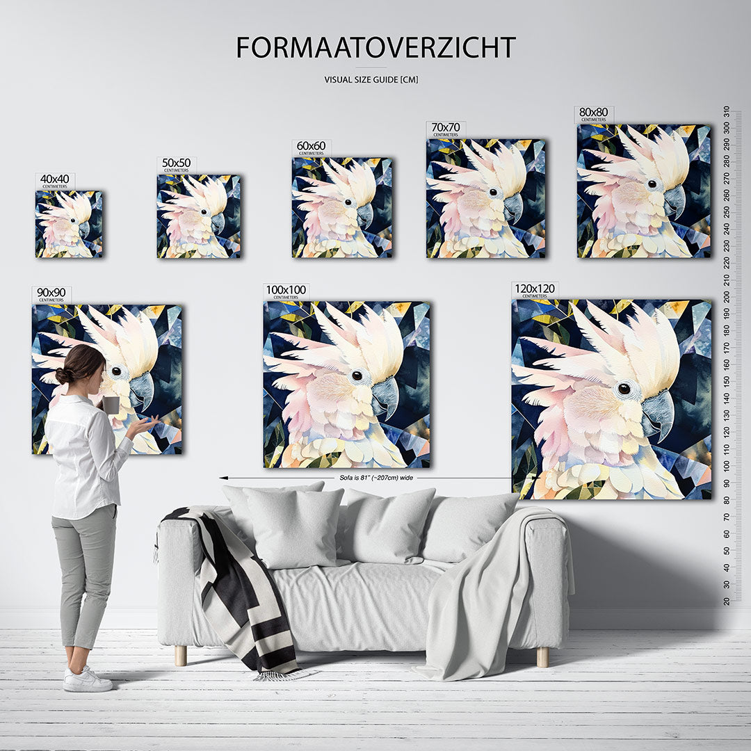 Geometrische vogel kunstwerk – dit kunstwerk toont een vogel met zachte, vloeiende lijnen en geometrische patronen. De