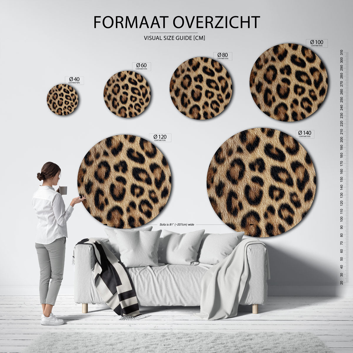 Luipaardpatroon – safari wandkunst als moderne muurcirkel
