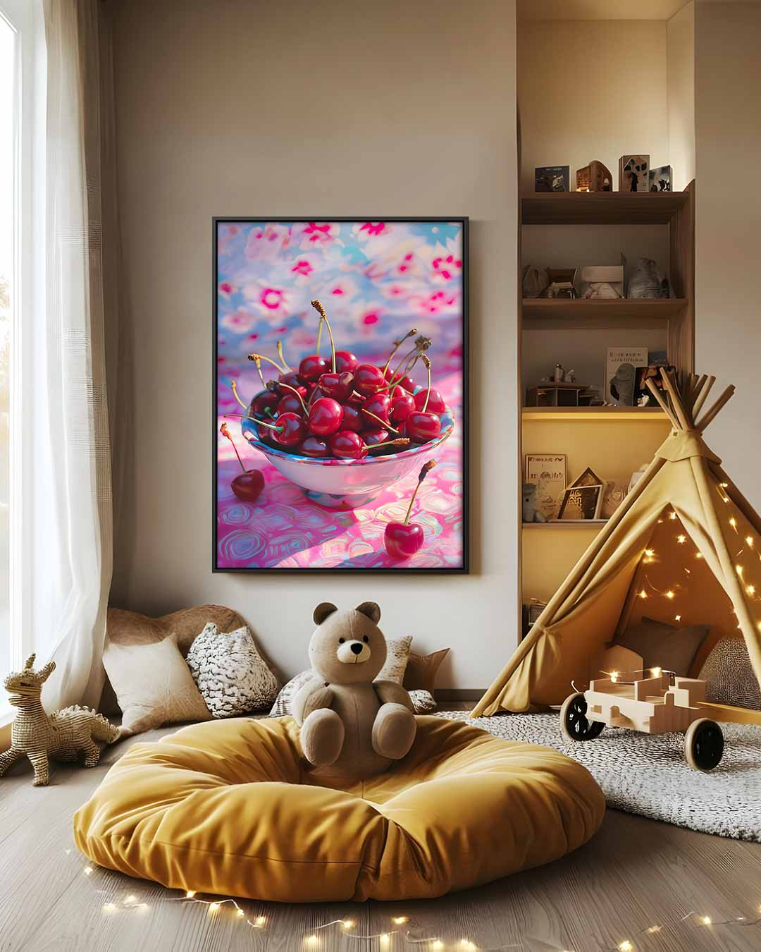 Zomers Kersenfeest – modern portret kunstwerk van WallArtistic