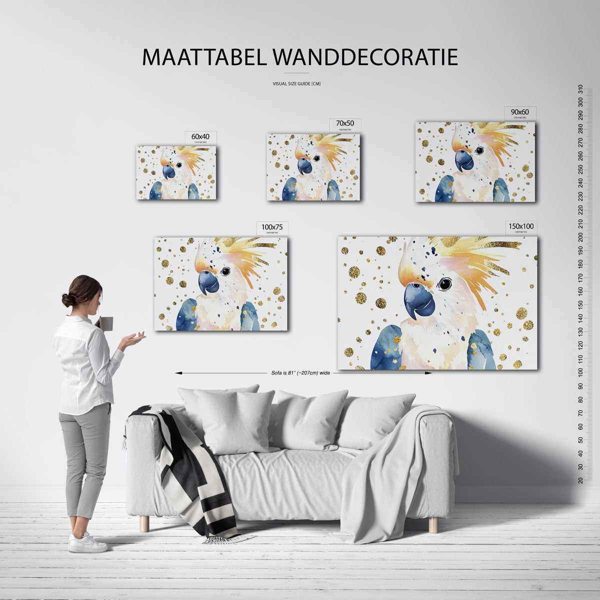 Vrolijke vogel illustratie – Kleurrijke – kunstwerk op canvas, dibond of plexiglas