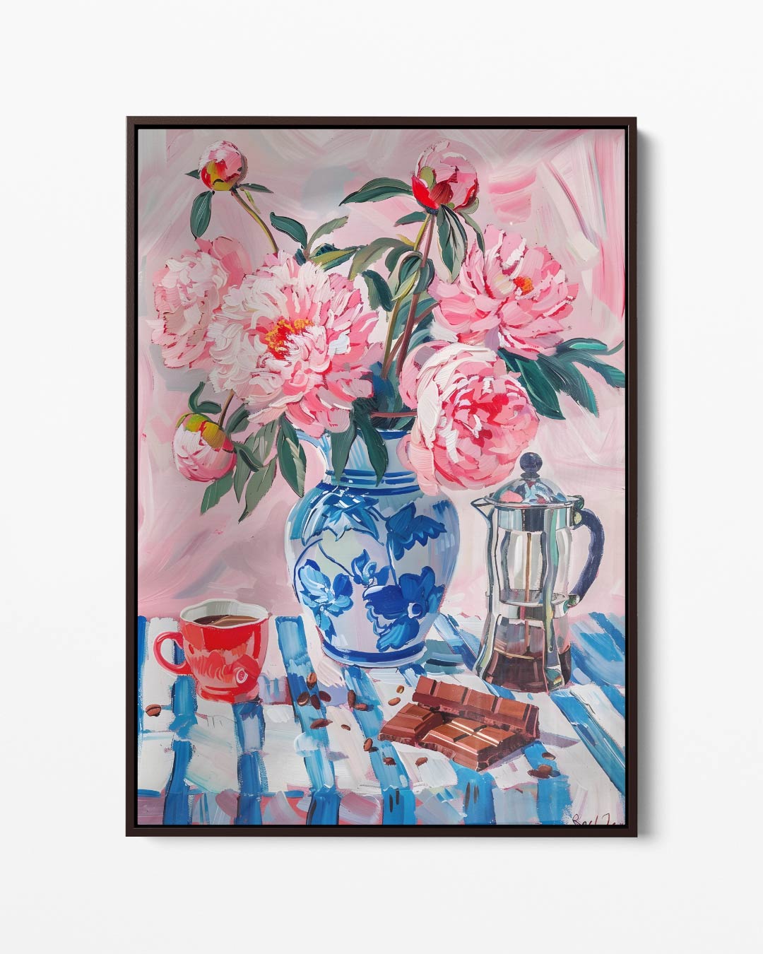 Bloeiende Pioenen in Stilleven – portret kunstwerk als wanddecoratie