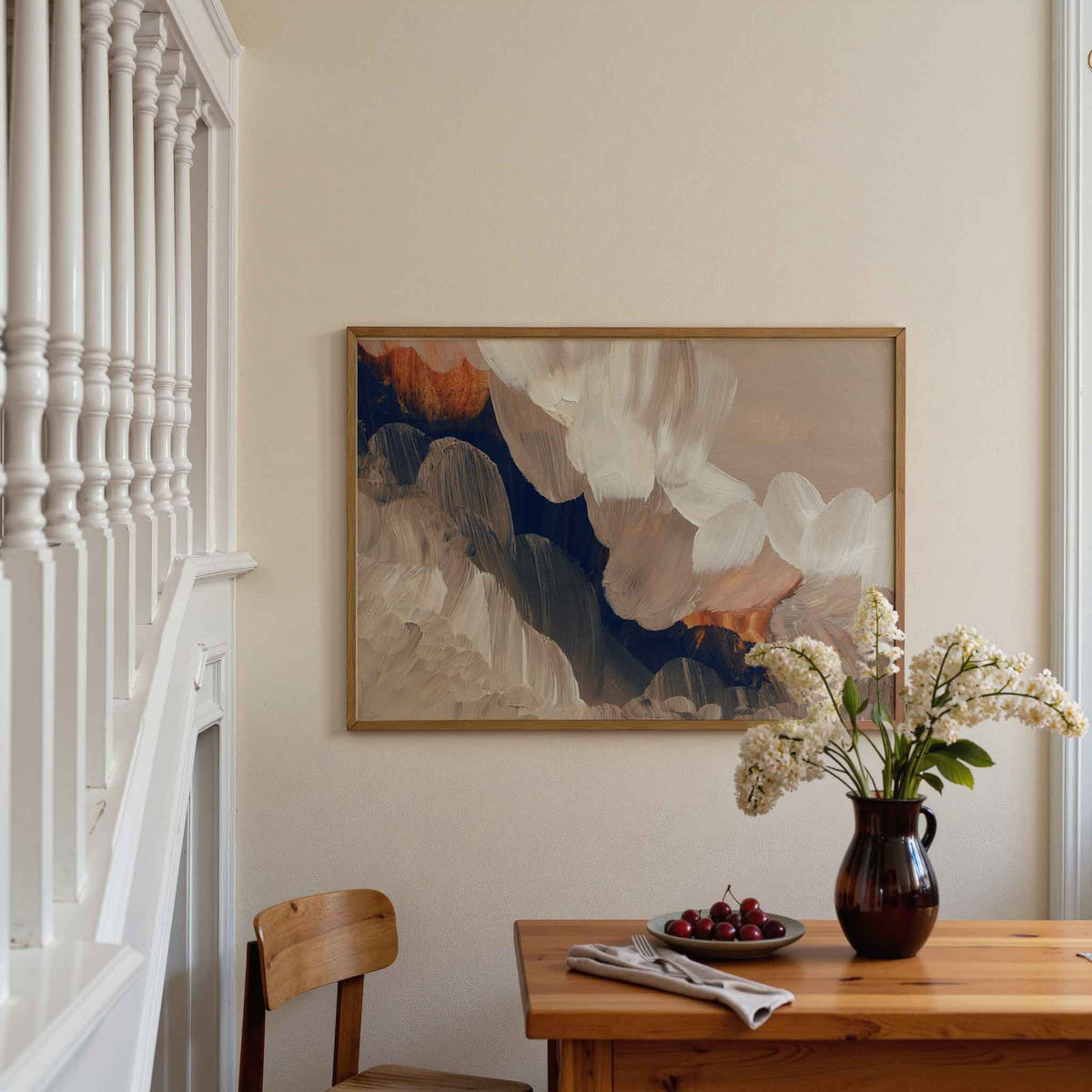 Abstracte penseelstreken – artistieke poster in liggend formaat
