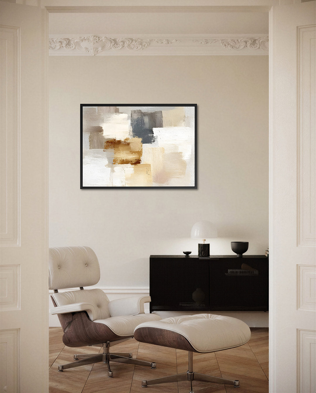 Neutrale kleuren compositie – Harmonie – liggende wanddecoratie