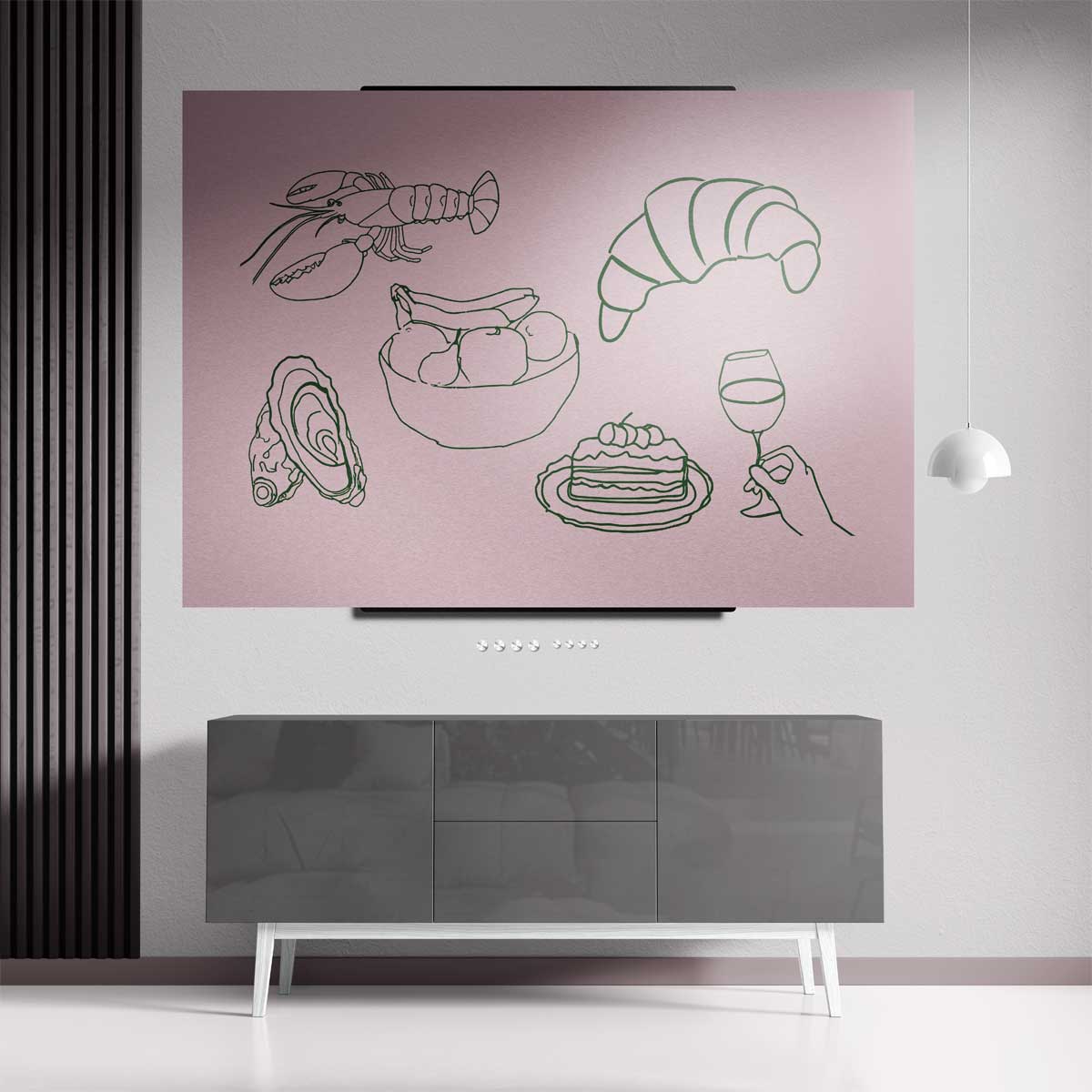 Smakelijke Momenten Illustratie – staande wandkunst voor woonkamer of interieur