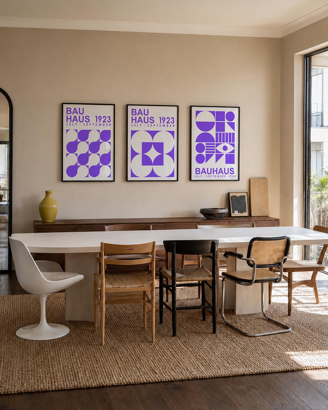 Vorm en kleur driedelige posterset – deze posterset in drie delen toont een ritmisch spel van