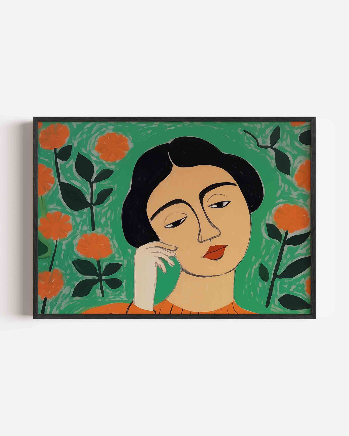 Vrouw met bloemen – vrouwelijk portret als landscape poster
