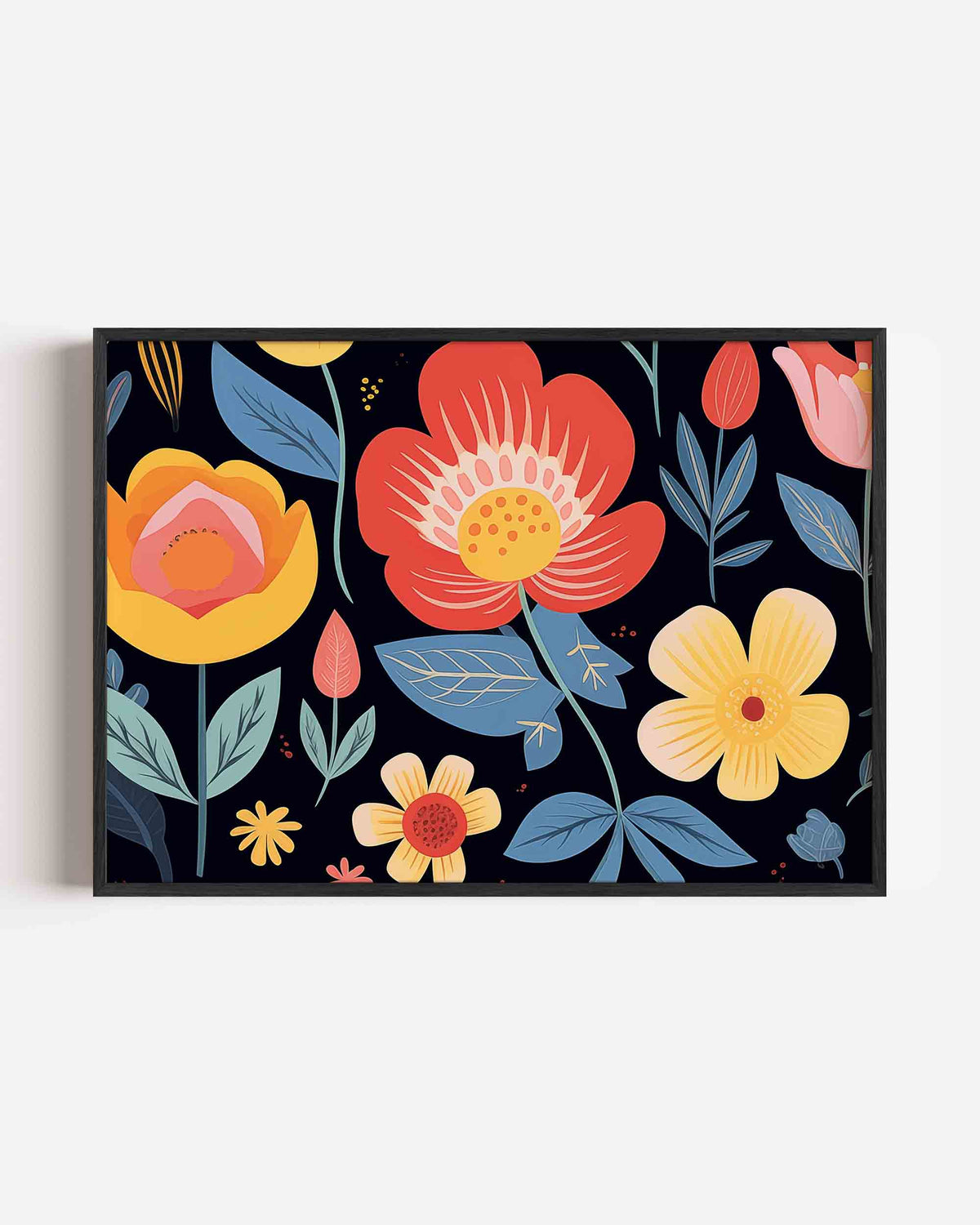 Bloemen en bladeren – landscape kinderposter als wanddecoratie