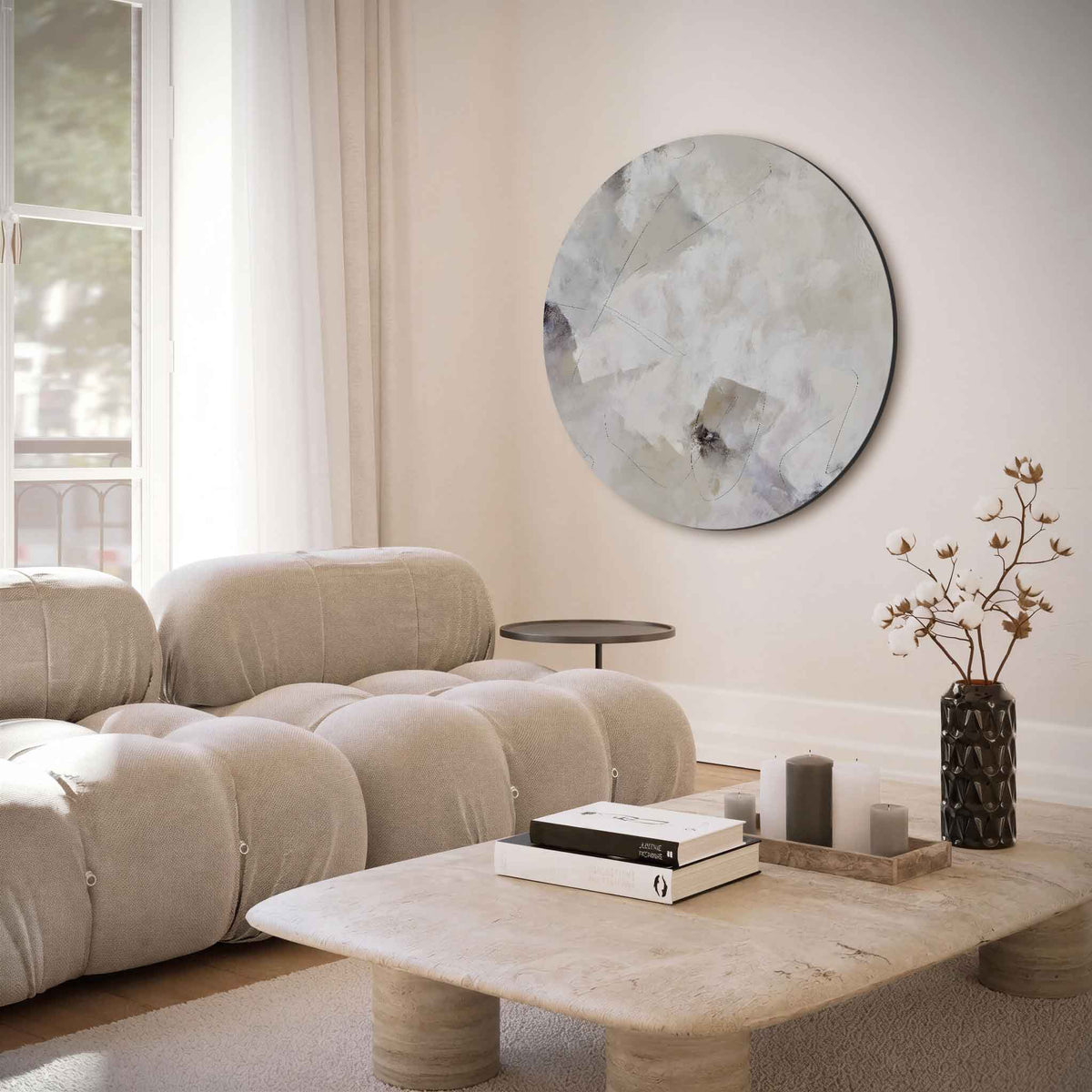Abstracte lijnen – muurcirkel met abstracte texturen voor aan de muur