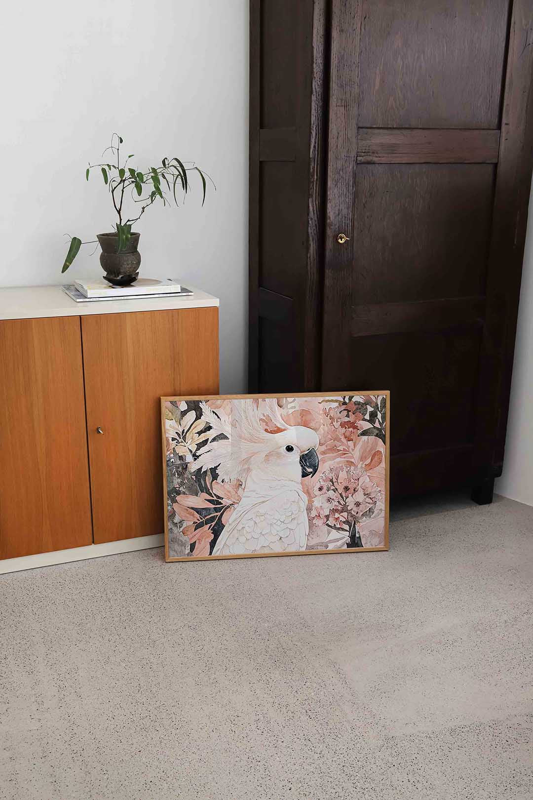 Witte papegaai – dierenillustratie als landscape poster