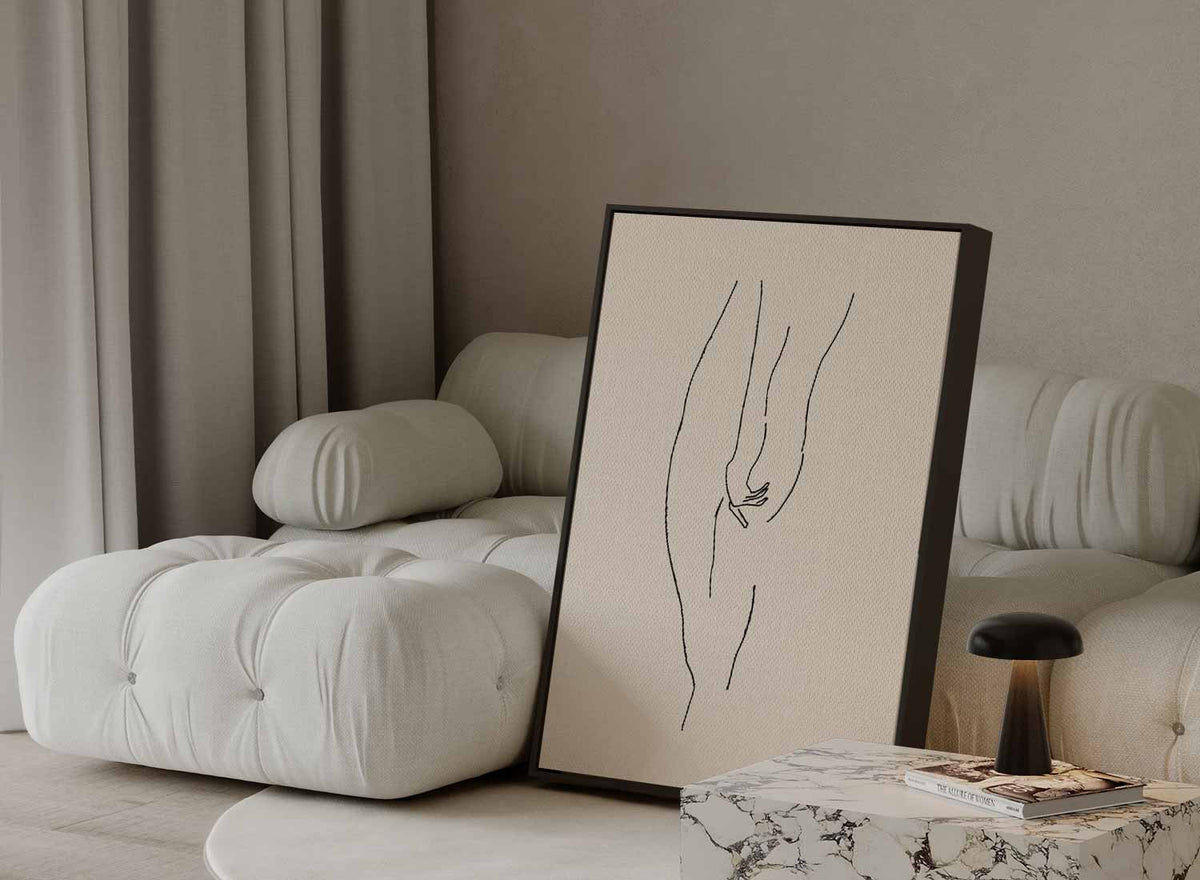 Sierlijke Lijntekening – staande wandkunst voor woonkamer of interieur