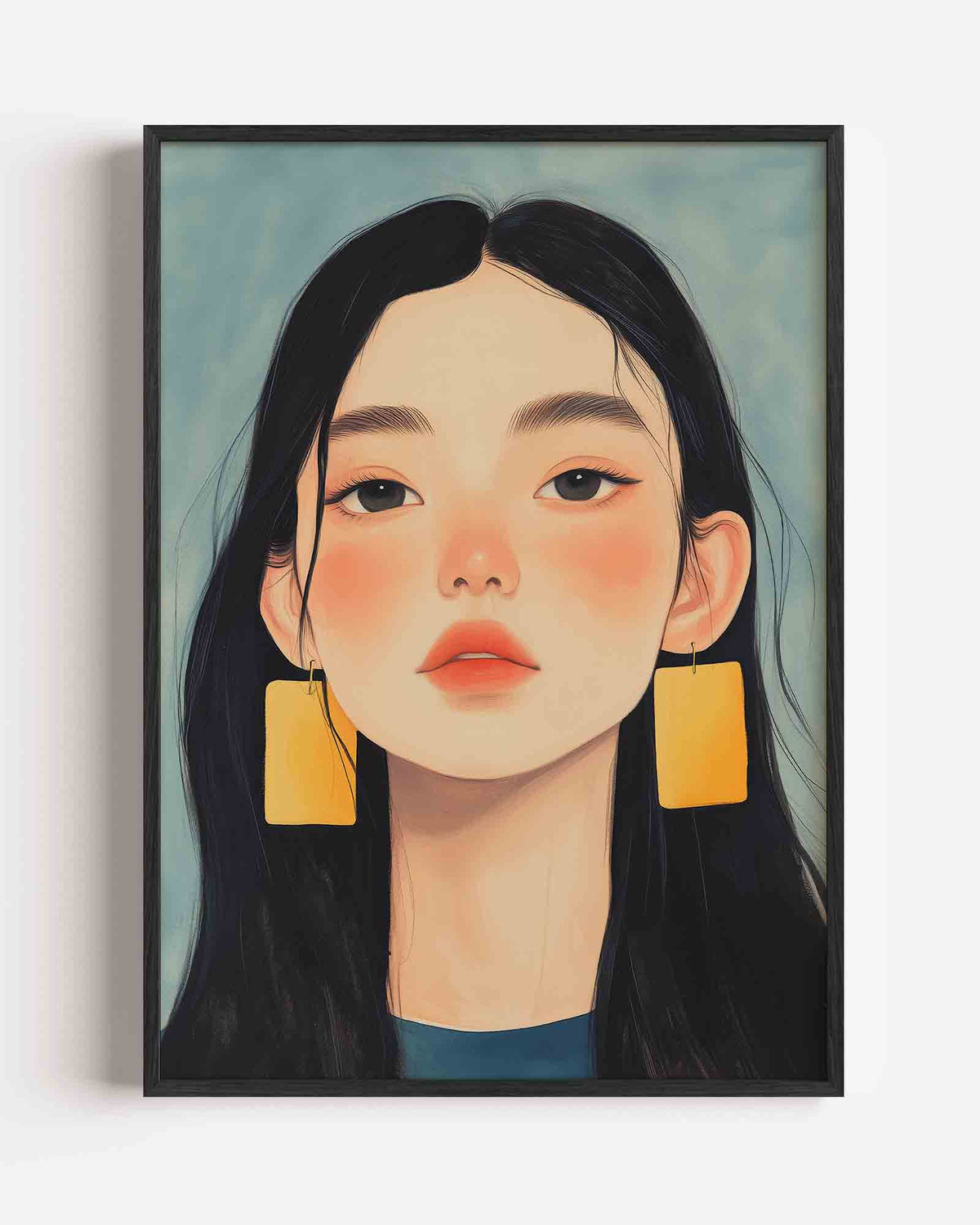 Portret met gele oorbellen – moderne portret poster als wanddecoratie