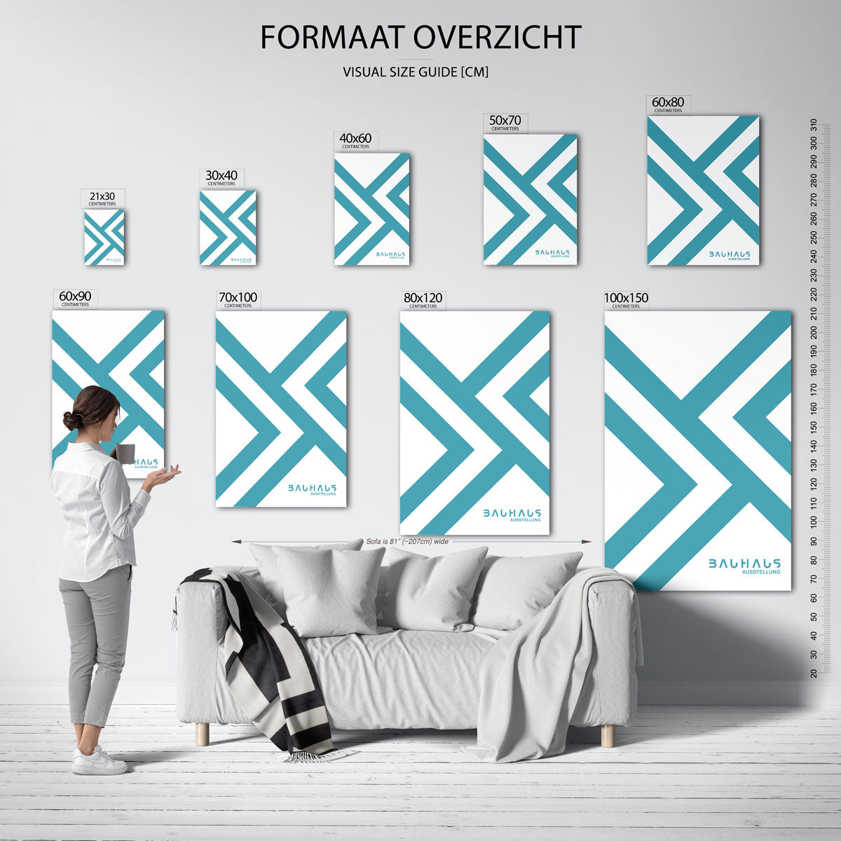 Lijnenspel en vlakken – geometrische poster in Bauhaus-stijl van WallArtistic