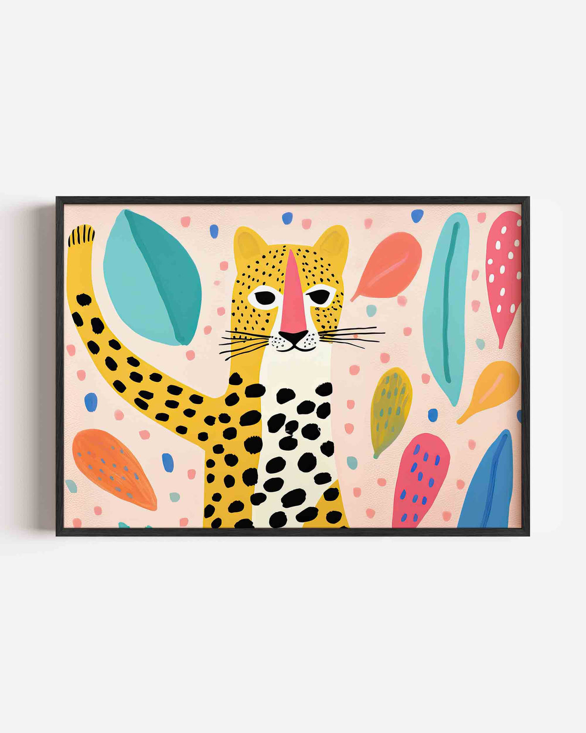 Luipaard met bladeren – landscape kinderposter als wanddecoratie