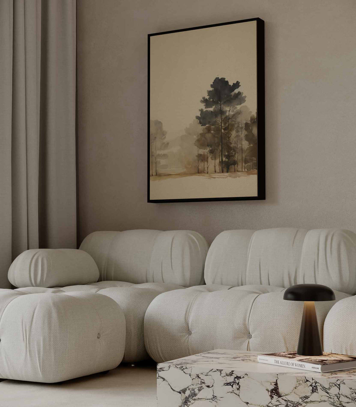 Serene Boslandschap in Waterverf – dibond wanddecoratie in staand formaat
