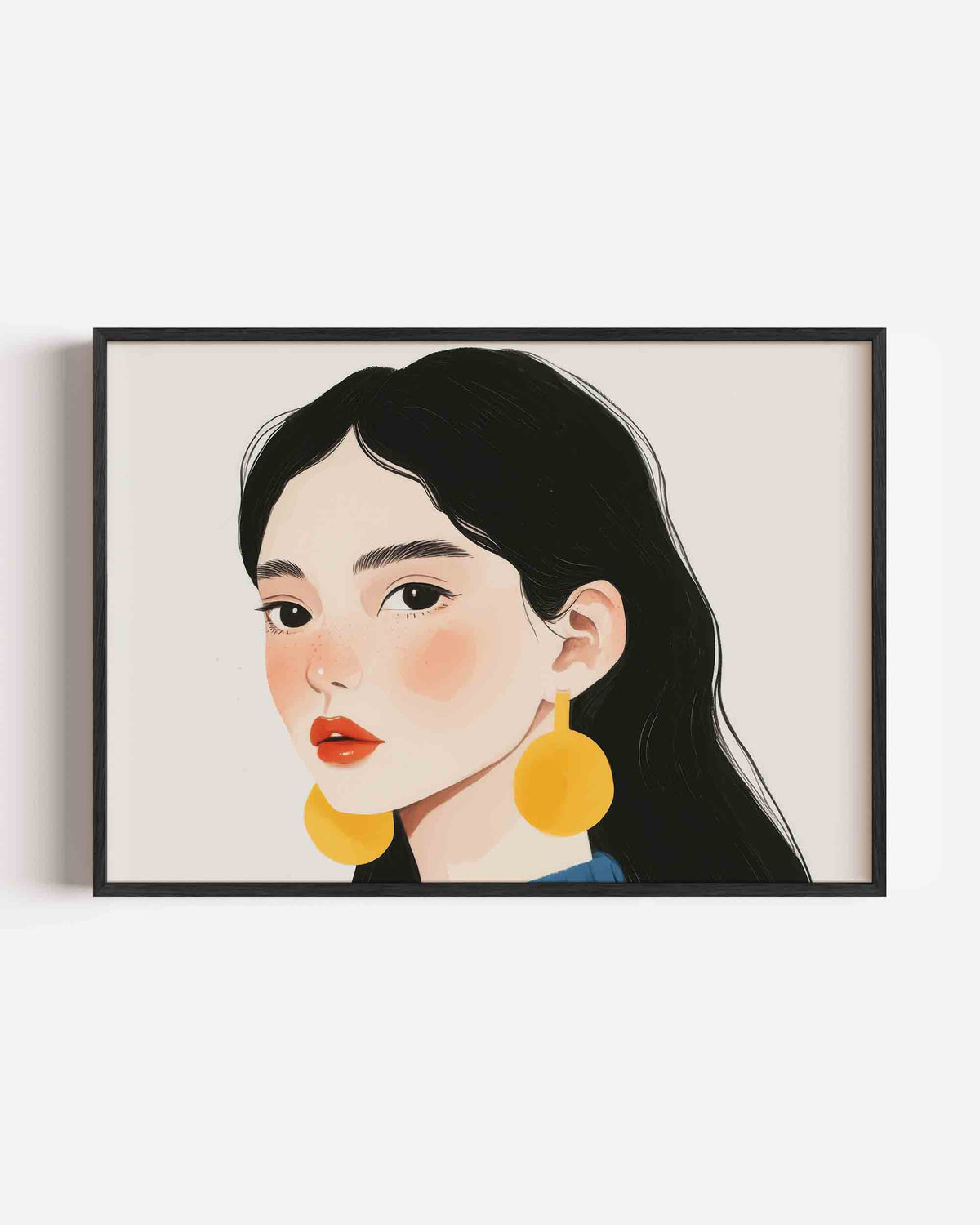 Portret met gele oorbellen – vrouwelijk portret als landscape poster