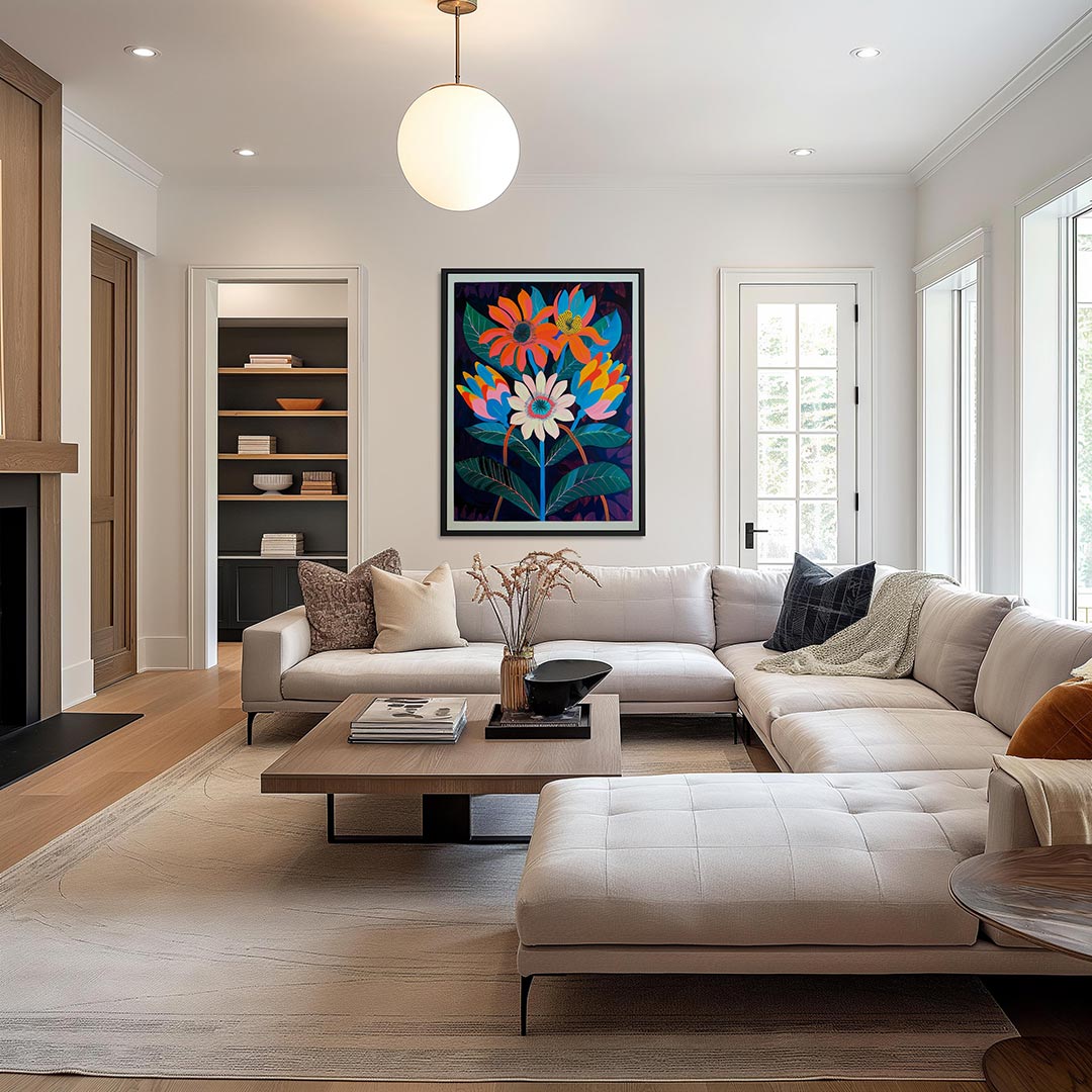 Vrolijke bloemen – decoratief kunstwerk voor aan de muur