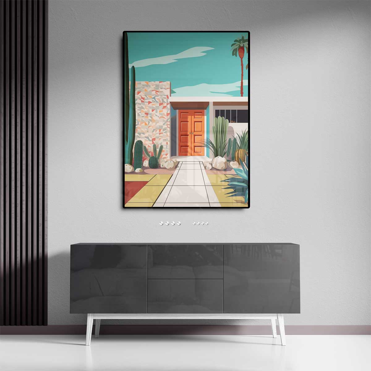 Retro Palm Springs Villa – kunstwerk met zwarte baklijst