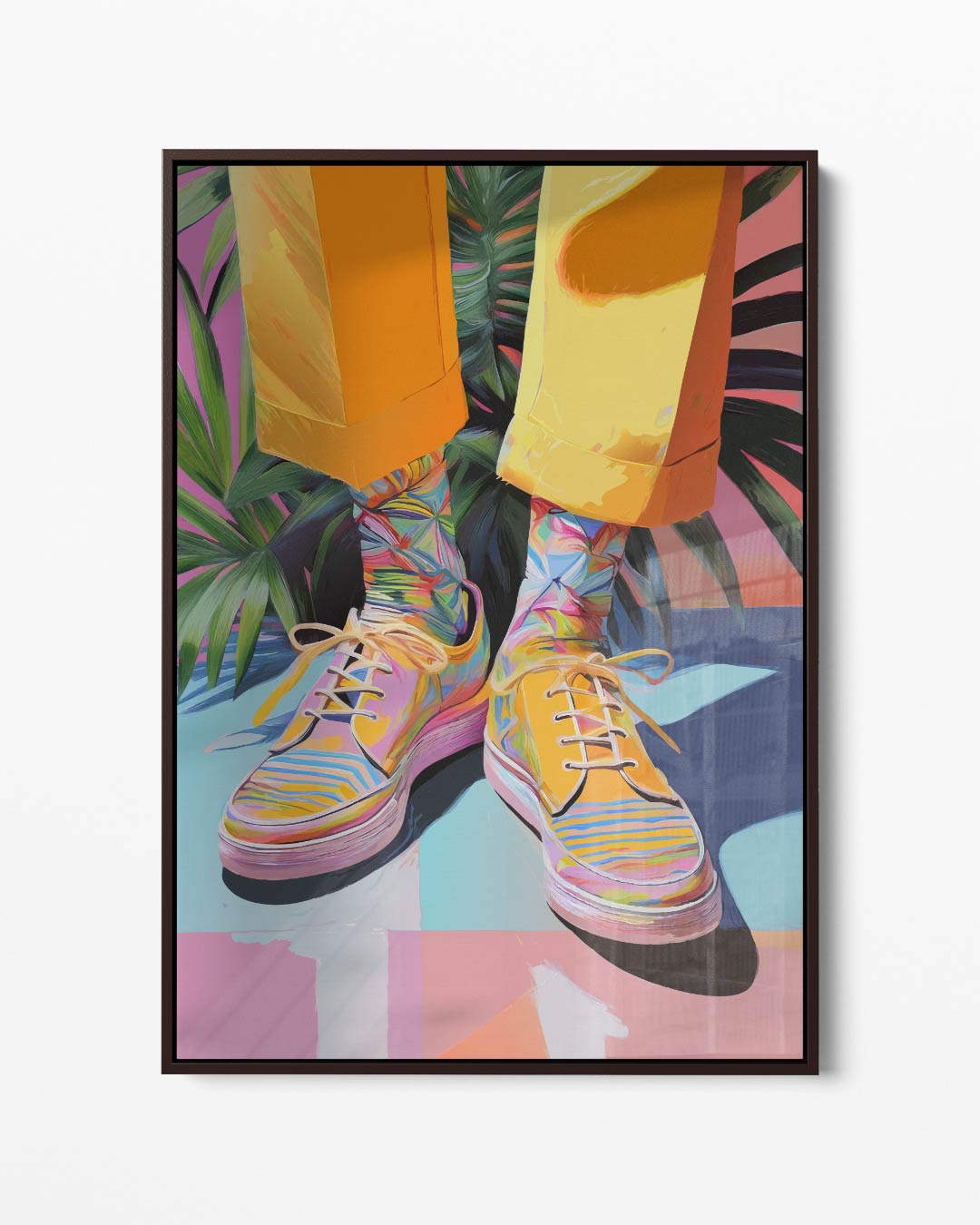 Kleurrijke Sneaker Vibes – portret kunstwerk als wanddecoratie