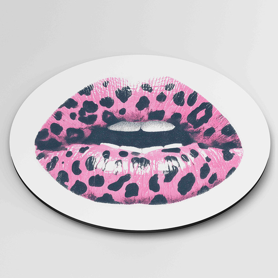 Roze lippen – Pop Art wandkunst als moderne muurcirkel